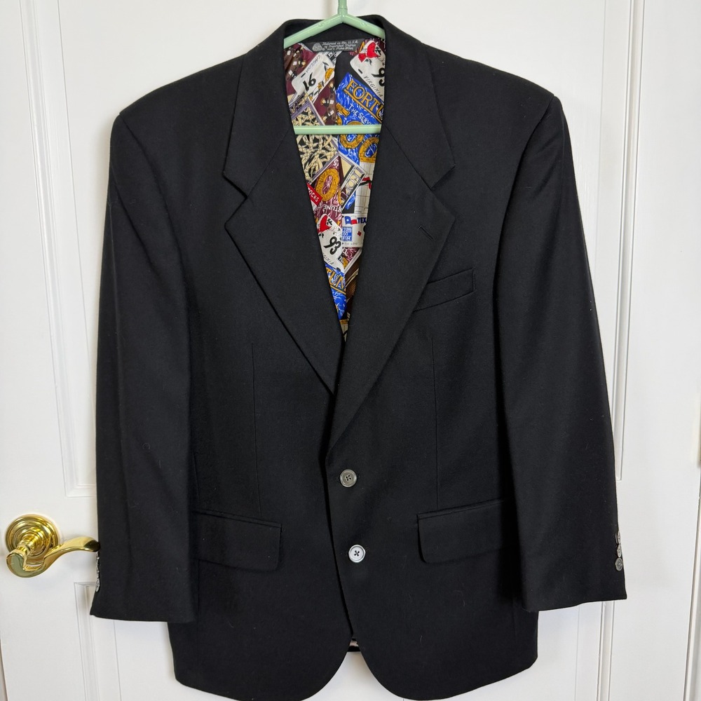Nicole Miller Blazer Jacket Men's 38 Short Black Wool Cashmere‎